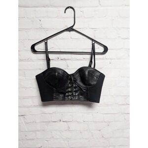 First Leather And Nylon Black Stretch Bustier Motowear XS VGUC 200
